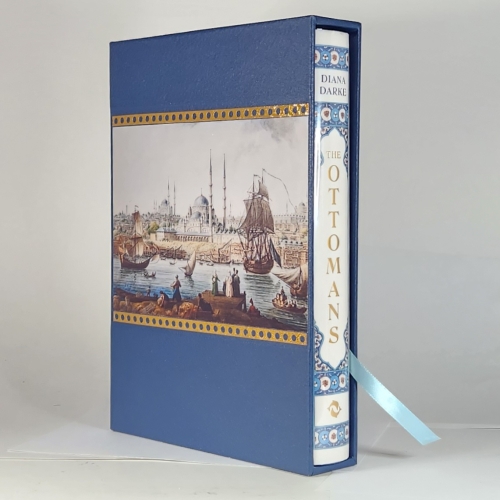 An EAB Slipcase Couture Design with images, art, frames, text, ribbon  lining.